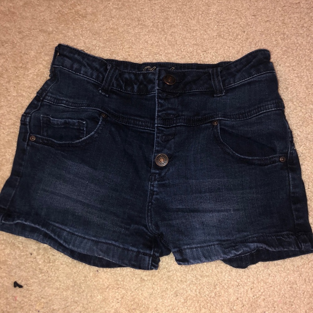 High waisted dark jean shorts